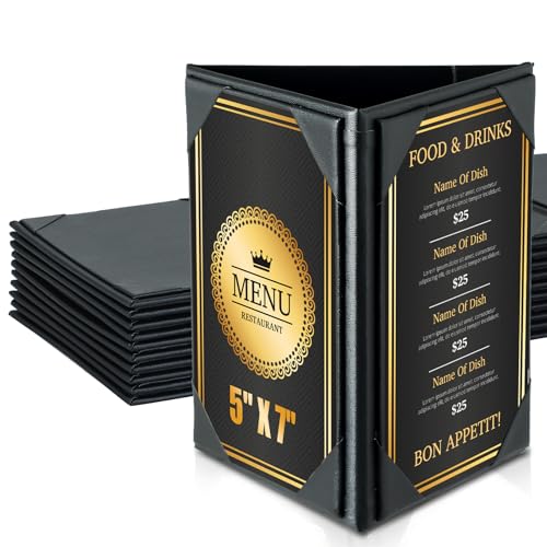 Leatherette Table Tents Triangle Menu Holders 5"x 7",10 Pack 3-Side Picture Frames with Angled Corners for Restaurant, Bar, Cafe, Wedding, Durable and Foldable Design (10 Pack, 5" x 7") - size: 10 Pack, 5" x 7"