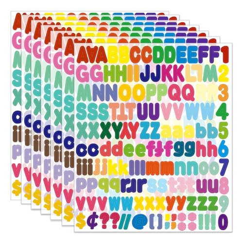 Alphabet Sticker, 1''Inch 12 Sheets Multicolor Letter Stickers, Self-Adhesive Vinyl Stickers for Mailbox Numbers, Bulletin Boards, Classroom & Home Decor - color: Multicolor