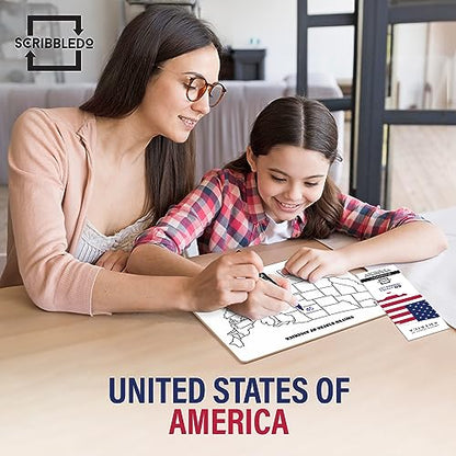 SCRIBBLEDO United States Map for Classroom Dry Erase Board for Kids Map of The United States 11”x14” White Board Teacher Student Classroom Learning Practice Travel USA Whiteboard