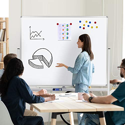 H-Qprobd 60"x48" Mobile Whiteboard Double-Sided Magnetic Dry Erase Board on Wheels - Comercial Rolling White Boards with Sturdy Stand for Home, Office & School - size: 48"W x 74"H