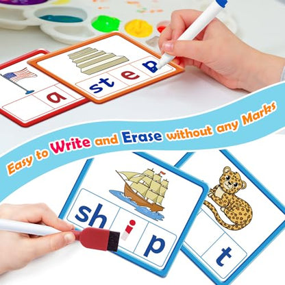 Torlam CVCC & CCVC Word Games, Sight Words Flash Cards Spelling Reading Learning Phonics Games for Kids, Speech Therapy Toy, Kindergarten Classroom Must Have Learning Activities Homeschool Supplies - style: CVCC&CCVC