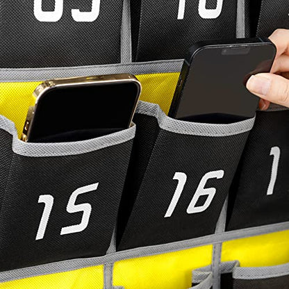 Loghot 36 Numbered Pockets Classroom Pocket Chart for Cell Phone Holder | Wall Door Hanging Pocket Organizer for Phone Calculator Holder, Phone Pouch for School Classroom & Office Phone Management - size: 36 Pockets Black