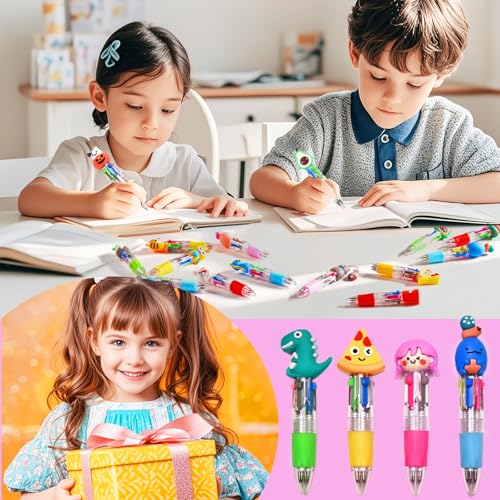 24Pcs Mini Multicolor Pens in One 4-in-1, Cute Pens Bulk for Party Favors and Birthdays, Delightful Ballpoint Pen Back To School Gifts Classroom Student Prizes - style: 24pcs