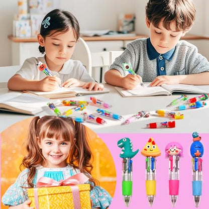24Pcs Mini Multicolor Pens in One 4-in-1, Cute Pens Bulk for Party Favors and Birthdays, Delightful Ballpoint Pen Back To School Gifts Classroom Student Prizes - style: 24pcs