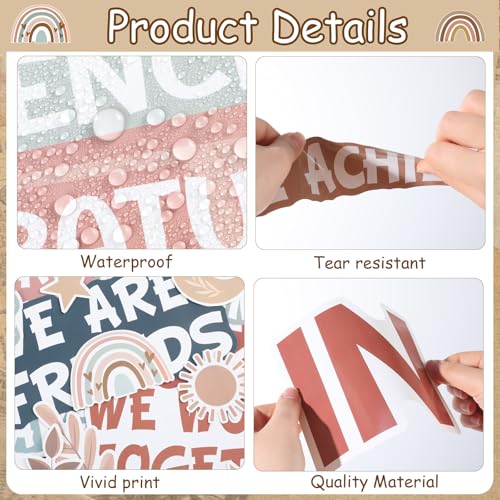 Motivational Bulletin Board Decoration Set Affirmation Station Bulletin Board Classroom Decorations Modern Boho in This School Paper Cutouts for Back to School Library Wall Door Decor - style: In this school