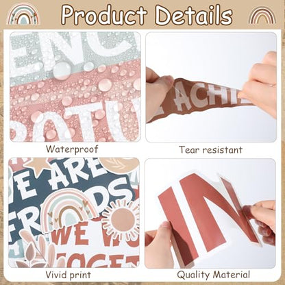 Motivational Bulletin Board Decoration Set Affirmation Station Bulletin Board Classroom Decorations Modern Boho in This School Paper Cutouts for Back to School Library Wall Door Decor - style: In this school