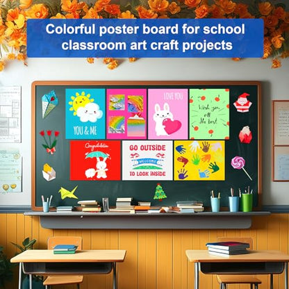 30 Pcs Poster Board Colorful Paper 12x18, ROOKEA Vision Boards Bulk Blank Graphic Display Posterboard Card Paper for Arts Craft Projects Drawing Scrapbooking - size: 12" x 18"
