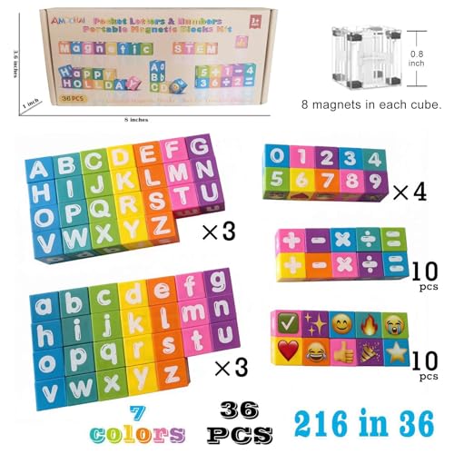 Magnetic Letters Blocks Alphabet & Numbers Blocks ABC Learning Toys for Kids Preschool Educational Kit Alphabet Magnets Birthday Gifts for Boys Girls 3+