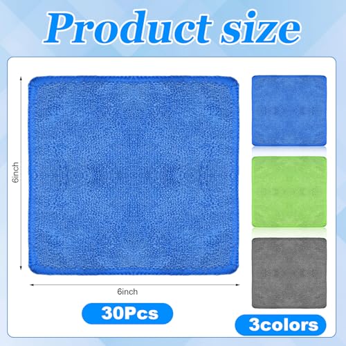 Tanlade Cleaning Cloth Dry Erase Cloth Cleaning Rags Reasonable Kitchen Towels Microfiber Towels Cars Wash(6 x 6 Inch,Gray/Green/Blue,30 Pcs) - color: Gray/Green/Blue, size: 6 x 6 Inch