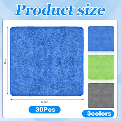 Tanlade Cleaning Cloth Dry Erase Cloth Cleaning Rags Reasonable Kitchen Towels Microfiber Towels Cars Wash(6 x 6 Inch,Gray/Green/Blue,30 Pcs) - color: Gray/Green/Blue, size: 6 x 6 Inch