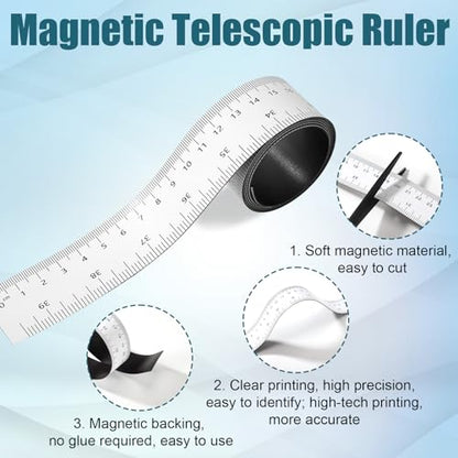 Magnetic Ruler Tape, 39.37 Inch Flexible Magnetic Measuring Tape with Inches & Centimeters for Classroom Whiteboard Workshop Milling Machines Drawing and Craft Table