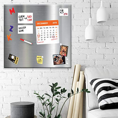 Magnet and Message Board Extra Large 30 x 28 x 0.7 Inch Magnet and Message Board | Mountable Steel Bulletin Board (Silver) - size: XL (30x28)