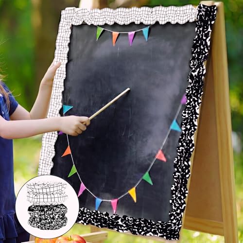 Mooliwe 4 Rolls 40ft Ruffled Black and White Bulletin Board Border for Classroom Fabric Decorate Bulletin Board Trim for Back to School Classroom Teacher Desks Doors Walls Decorations Essentials - style: Popular Styles