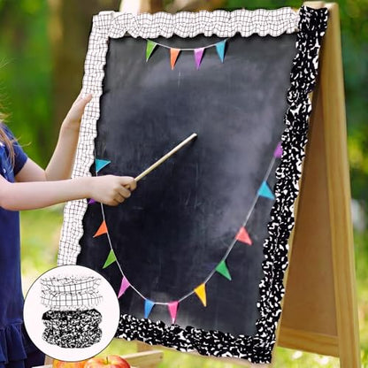 Mooliwe 4 Rolls 40ft Ruffled Black and White Bulletin Board Border for Classroom Fabric Decorate Bulletin Board Trim for Back to School Classroom Teacher Desks Doors Walls Decorations Essentials - style: Popular Styles