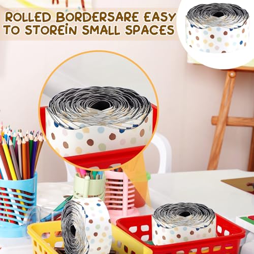 Tellegloww 36 ft Scalloped Magnetic Border Magnetic Border for Whiteboard Bulletin Board Borders Reusable Rolled Borders Trim for Office Chalkboard(Polka Dot) - style: Polka Dot
