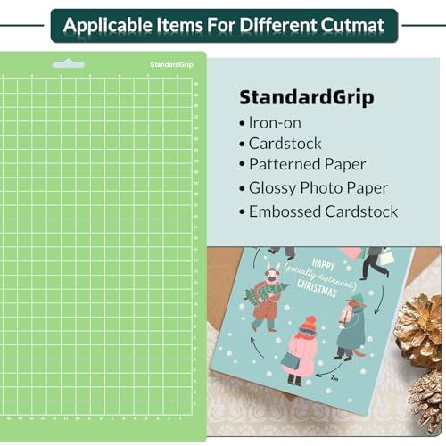 WISYOK 12x8.5 Inch Cutting Mats, 2-Pack Standard Grip Reusable Adhesive Mats for Crafts, Quilting, Sewing - color: 8.5" x 12" Green 2 Mats, size: StandardGrip