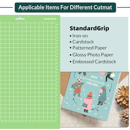 WISYOK 12x8.5 Inch Cutting Mats, 2-Pack Standard Grip Reusable Adhesive Mats for Crafts, Quilting, Sewing - color: 8.5" x 12" Green 2 Mats, size: StandardGrip