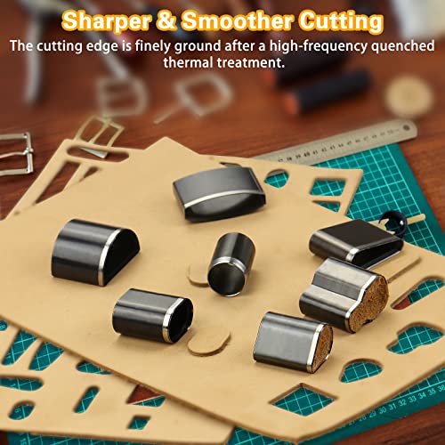 40 Pieces Leather Hole Punch Tool, Multiple Shapes Hole Punch Set for Belts, Leather Cutting Dies Kit with Storage Case & Mat, Hollow Punch Cutter Tool for Handmade DIY Crafts - size: 39 Style