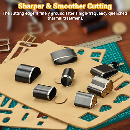 40 Pieces Leather Hole Punch Tool, Multiple Shapes Hole Punch Set for Belts, Leather Cutting Dies Kit with Storage Case & Mat, Hollow Punch Cutter Tool for Handmade DIY Crafts - size: 39 Style