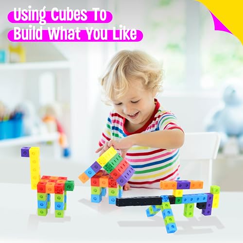 SpriteGru 200PCS Math Linking Cubes, Connecting and Counting Snap Blocks for Early Learning, Educational Toy for Preschool, Kindergarten, Homeschool - style: 200-Cubes