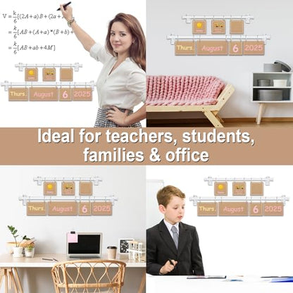 96 Cards Classroom Bulletin Board Decorations Set for Teachers,Flip Calendar with Holder for Classroom,Adjustable Calendar,Preschool Elementary Home Decor Supplies（Pastel） - style: Pastel