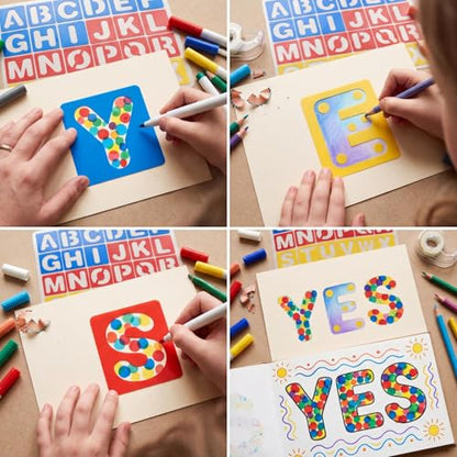 TecUnite 26 Pieces Letter Stencils Set Plastic Alphabet Stencils Template Numbers for Painting Learning DIY Craft Decoration(3 x 3 Inches) - size: 3 x 3 Inches