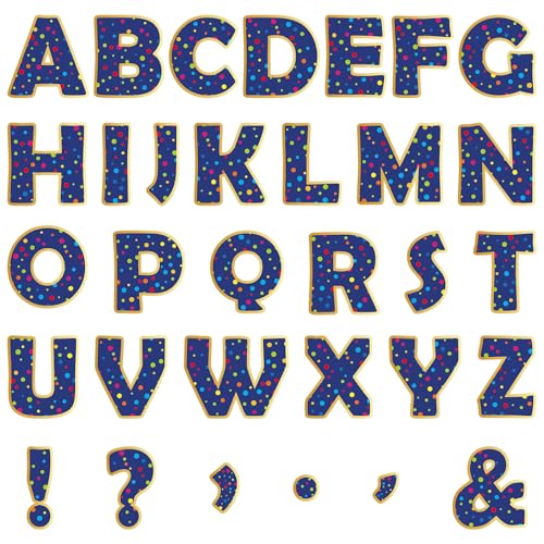 150 PCS Large 6" Bulletin Board Letters Set, Blue with Colorful Polka Dot Classroom Alphabet Cutout Letter for Bulletin Board Display Home School, A Great Helper to Inspire Students' Learning Interest - style: Blue Polka Dot