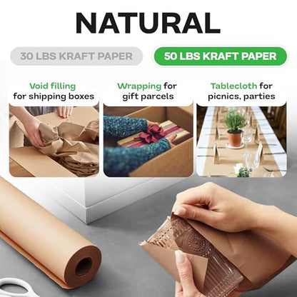 IDL Packaging 48" x 8640" (720 feet) - Brown Kraft Paper Roll - 50lb Thickness - USA-Made Heavy Duty Paper for Packing, Moving, Shipping, Crafts - 100% Recyclable Natural Kraft Wrapping Paper - color: Brown, size: 48"x720' (#50 Thick)