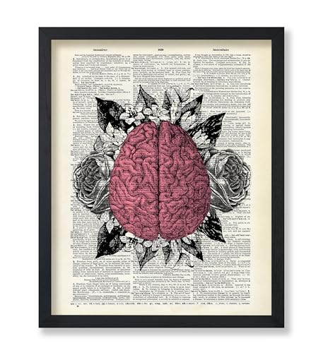 Poster Master Pink Flowery Brain Print - Anatomy Poster - Dictionary Art - Gift for Doctor, Nurse - Floral Decor for Hospital, Clinic, Bedroom - 11x14 UNFRAMED Wall Art - color: Style-03, size: 11"L x 14"W
