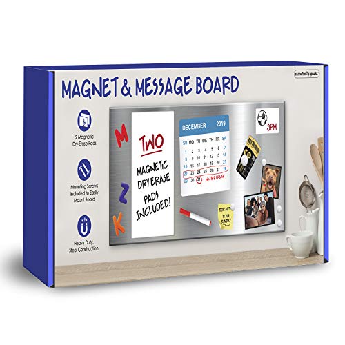 Magnet and Message Board | Large Mountable 30 x 14 x 0.7 Inch Steel Bulletin Board (Silver) - size: L (30 x 14)