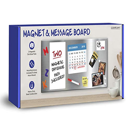 Magnet and Message Board | Large Mountable 30 x 14 x 0.7 Inch Steel Bulletin Board (Silver) - size: L (30 x 14)