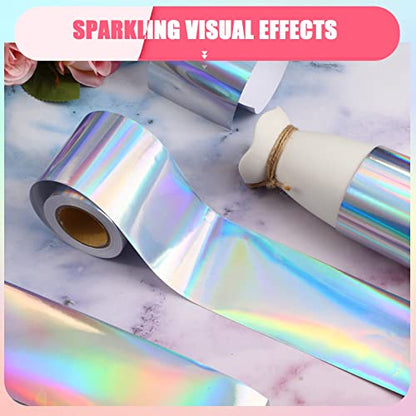 99 Feet Iridescent Bulletin Board Borders Holographic Straight Rolled Border Trim Classroom Decorations for Iridescent Birthday Wedding Back to School Party Decorations Supplies,3 Rolls - style: Iridescent