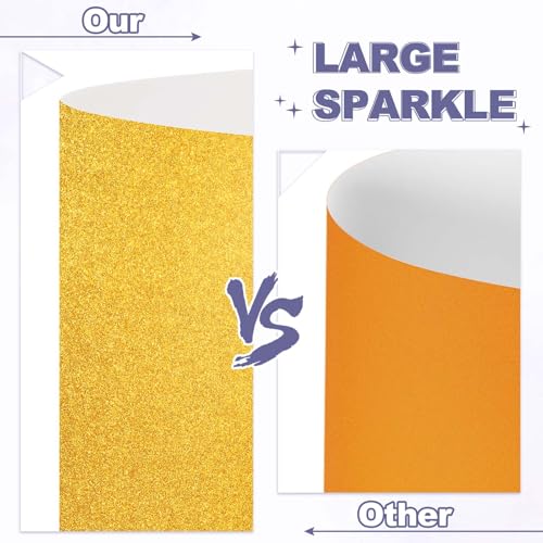 PATIKIL 20Sheets Gold Glitter Cardstock, 12x12In Glitter Paper Card Stock Shiny Scrapbook 250gsm Sparkly Paper Large Shimmer for Crafts Scrapbook DIY Art Wedding Party - color: Gold, size: 12x12In