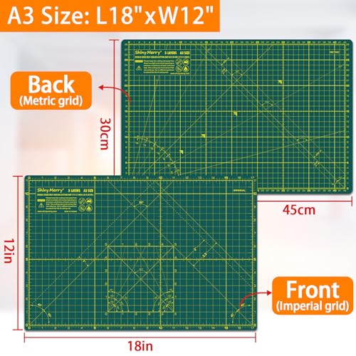 Self Healing Cutting Mat A3 12"x18" – Double Sided 5-Ply Craft Mat for Sewing, Quilting, Fabric, Scrapbooking – Green/Green - color: Green, size: A3 (12" x 18")