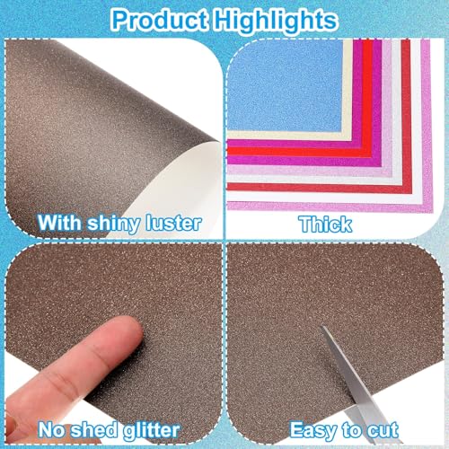 PATIKIL 10Sheets Brown Glitter Cardstock Paper, 12 x 12 in 250gsm Square Premium Sparkly Paper Craft Cardstock Paper for Scrapbook Card Making DIY Art Projects Wedding Party - color: Brown, size: 12x12 Inch