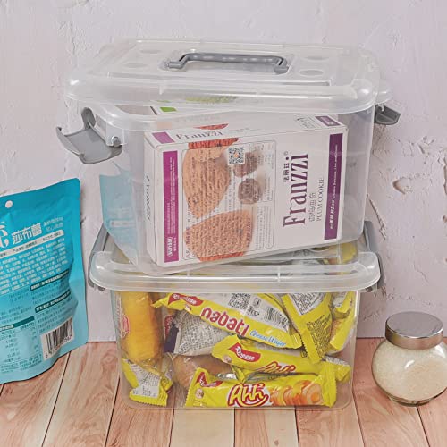 5 L Plastic Lidded Storage Bin, 6 Pack Clear Latch Container Box | with Handle - color: Gray handle