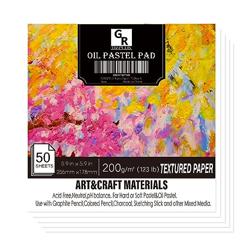 GR DZPLUS Oil Pastel Pad | 5.9 x 5.9 inch(123 lb/200g) | 50 Sheets Heavyweight Drawing Paper