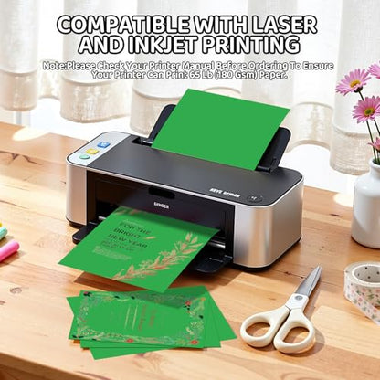 Cardstock 8.5 X 11, 40 Sheets Green Card Stock, 65lb/ 180gsm Copy Paper, Cardstock Printer Paper For Art, Painting, Invitations, DIY Cards, Craft, Construction, School & Office Supplies - color: Green, size: 40Sheets