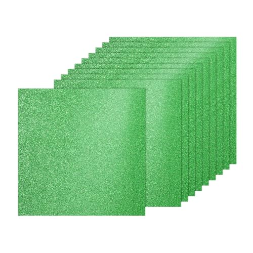 PATIKIL 20Sheets Grass Green Glitter Cardstock, 12x12In Glitter Paper Card Stock Shiny Scrapbook 250gsm Sparkly Paper Large Shimmer for Crafts Scrapbook DIY Art Wedding Party - color: Grass Green, size: 12x12In