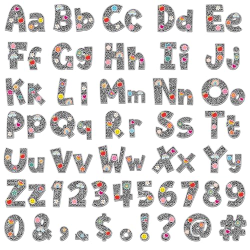 AmazingSpark 216 Pcs Composition Bulletin Board Letters Decorations Black Alphabet Combo Set Texture Cutout Letter Upper Lowercase Numbers Punctuation for School Classroom Office Supply - color: Black
