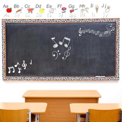 BeYumi Music Notes Border Trim - 65ft Back to School Musical Notes Holographic Straight Rolled Border Trim Iridescent Music Themed Bulletin Board Set Classroom Office Chalkboard Door Party Decoration - style: Musical Notes