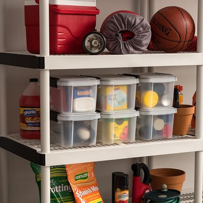 IRIS USA WeatherPro 6 Qt Storage Bins with Lids, 6 Pack, BPA-Free Plastic Gasket Box with Tight Latch and Seal, Stackable Nestable Tote Tub - Clear/Black - size: 7 Qt, style: 6 Pack