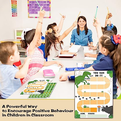 10 Dinosaur Reward Chart with 216 Round Stickers, Incentive Behavior Chart for Kids at Home Classroom, Kids Routine Daily Chore Sticker Chart-A09 - style: Dinosaur Reward Chart with