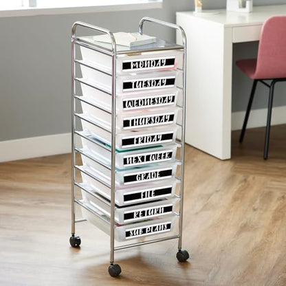 12 Pieces Rolling Storage Cart Labels 10 Drawer Rolling Storage Cart Label Blackwhite Classroom Decor for Teacher Office School Classroom Organization - style: Blackwhite