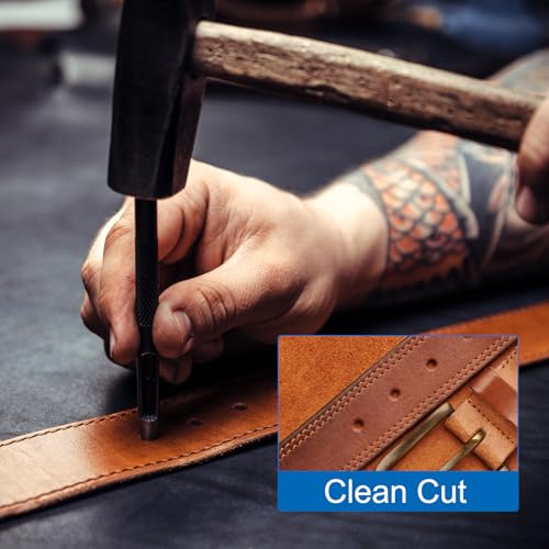 HARFINGTON 2pcs Leather Round Hole Punch, 14mm Hollow Hole Puncher Cutter Carbon Steel Circle Hole Punching Cutting Tool for Belt/DIY Leather Craft - size: 14mm
