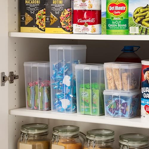 IRIS USA Vertical Storage Bins with Lids |Made in USA| Flip Top Containers for Organizing Pantry, Office, Craft, and Study Supplies - Small (10-Pack) - size: Small - 10 Pack