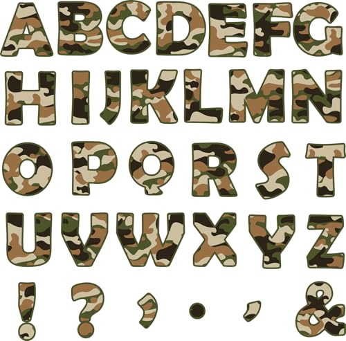 150PCS Large 6" Bulletin Board Letters Set, Camouflage Themed Classroom Alphabet Cutout Letter for Bulletin Board Display Home School, A Great Helper to Inspire Students' Learning Interest - style: Camouflage Themed