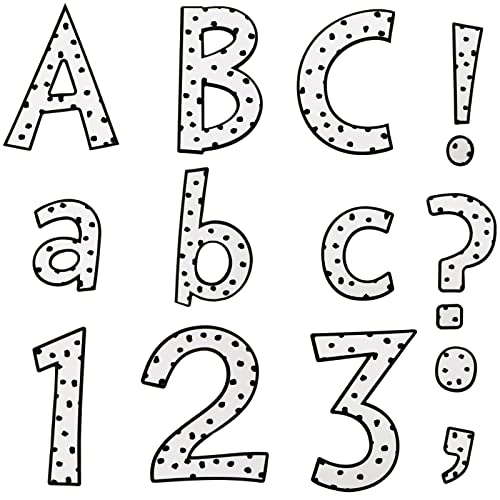Tenare 134 Pieces 5 Inch Bulletin Board Letters Alphabet Numbers Letters Combo Set Cutouts for Bulletin Board Display Home Back to School Decor(Dots Style) - style: Dot Style