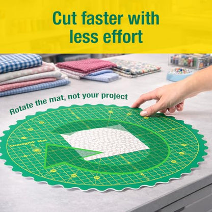 Omnigrid 360 Rotating Self-Healing Cutting Mat, 14 Inch Precision Fabric Cutting Mat with Durable Surface for Quilting, Sewing & Crafts - style: 14"