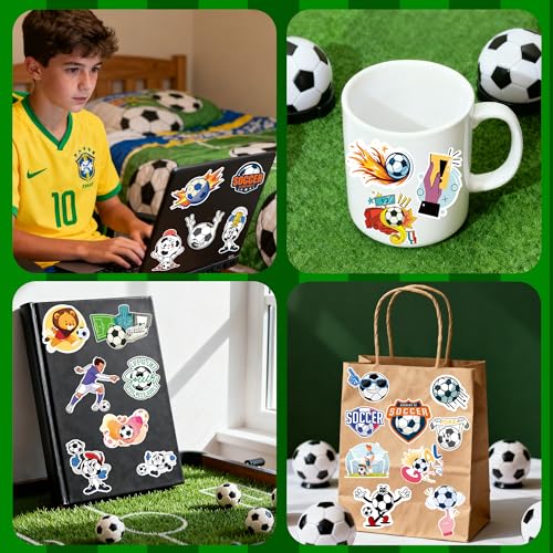 Soccer Party Favors - 100 PCS Soccer Stickers for Kids | 2026 World Game Cup Merchandise Gifts Activities Birthday Toys Games Crafts for Goodie Bags Gift Bags - style: Soccer
